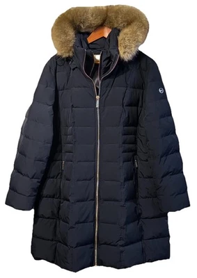 MICHAEL KORS 羽绒全拉链海军可拆卸连帽冬季派克大衣 XXL — 第 1/4 张图片