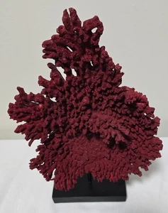 Escultura decorativa vintage borgoña poliresina coral 16,5" de alto, rara - Imagen 1 de 16