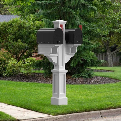 Mayne Rockport Double Traditional Plastic Mail Post in White - Image 1 of 3