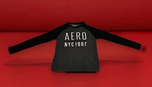 Aeropostale NYC 1987 Black/Grey Long-Sleeved Shirt Kids Large - Picture 1 of 6