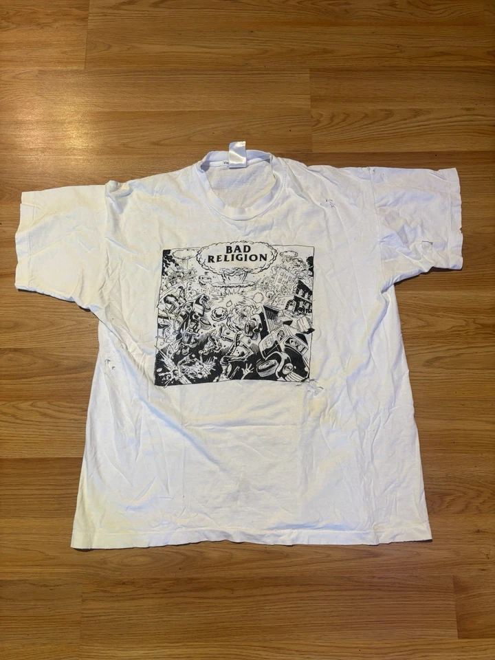 Camiseta Bad Religion vintage años 90 talla XL cosida única aplastada envejecida Foto 1 de 4