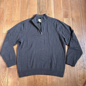 Mens LL Bean Sweater WoolMark 100% Merino Wool 1/2 Zip Pullover Sweater Brown L - Picture 1 of 10