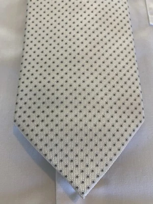 Pierre Cardin Men's 100% Silk Tie White Gray Pinpoint Dots - Image 1 of 3