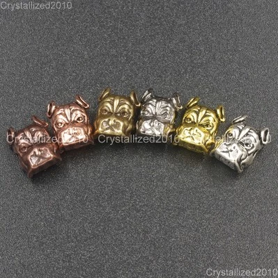 Solid Metal Bulldog Dog Bracelet Connector Charm Beads Silver Gold Copper Bronze - Image 1 of 4