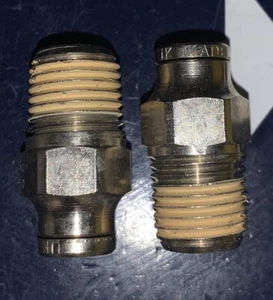 2 X NORGREN 1/4" PNEUFIT x 1/4" NPTF  Straight Fitting Connector 124250428   X 2 - Picture 1 of 5