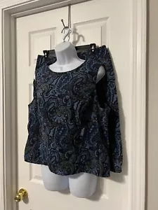 D.J. Summers Plus Size Navy Paisley Print 2 Piece Top & Skirt Set Sz 18 - Picture 1 of 13