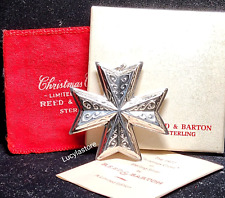 Vintage 1977 Reed & Barton STERLING Silver Pendant Ornament Christmas Cross Box