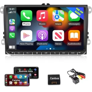 9" Wireless CarPlay Android auto Head Unit Car Radio GPS WiFi For VW Passat Glof - Picture 1 of 10