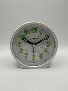 Casio Round Luminous Beep Alarm Bedside Clock in White TQ-228 - Picture 1 of 3
