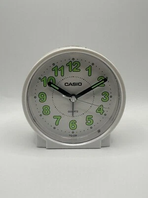 Casio Round Luminous Beep Alarm Bedside Clock in White TQ-228 - Image 1 of 3