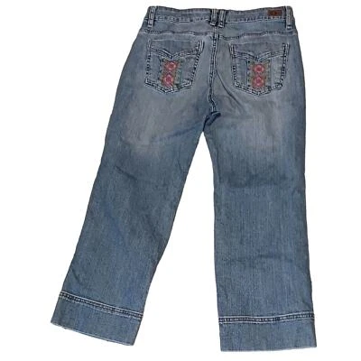 Pantalones de mezclilla para mujer DKNY capri bordados bolsillo talla 8 Foto 1 de 4