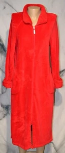 NOIRE JASMINE ROSE Red ZIpfront Louge Dress Gown Robe Medium Long Sleeve Collar - Picture 1 of 7