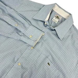 Lacoste Men's Shirt (44) XL Cotton Blue White  Check Long Sleeve Button Up - Picture 1 of 9