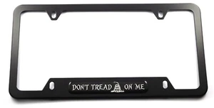 Don't Tread on Me Metal black Aluminium Car License plate frame cutout 4hole - Foto 1 di 3