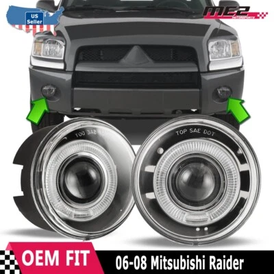2006-2008 Fog Lights Clear Lens For Mitsubishi Raider Replacement Halo Projector - Image 1 of 4