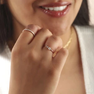 Asymmetrischer Verlobungsring 14 Karat Gold Diamant - The Jewelz - Bild 1 von 9