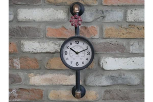 Industrial Retro Pipe Wall Clock Vintage Look Steampunk Metal Black Rustic Decor - Picture 1 of 5