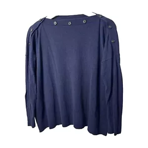 J.Crew Pullover U-Boot-Ausschnitt geknöpft dunkelblau maritim Küste Freizeit adrett S/M - Bild 1 von 7