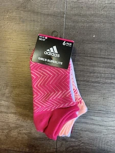 adidas Girl's Superlite Climalite Socks 6 Pairs Size 13C-4Y - Picture 1 of 5