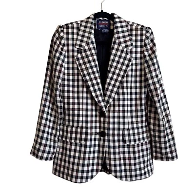 Blazer Chaqueta Vintage JG Gancho Talla 6 Clásico Preppy Retro A Cuadros a Cuadros Foto 1 de 4