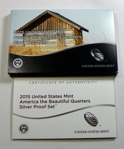 2015 U.S. Mint Silver Proof Quarter Set REPLACEMENT BOX and COA  * NO COINS * Cover
