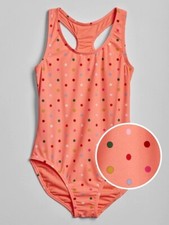 Nwt Gap Kids Girls Swimsuit Swim polka dots peach Size Large 10