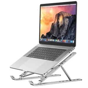 DeskMate Silver Aluminium Laptop Stand Heavy Duty Portable Ventilated Foldable - Picture 1 of 6