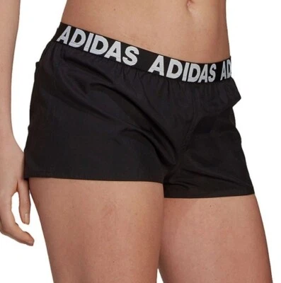 NUEVO CON ETIQUETAS ADIDAS XL NEGRO LOGO CINTURA NATACIÓN PLAYA PANTALONES CORTOS UPF 50 BOLSILLO TIRO MEDIO Foto 1 de 4