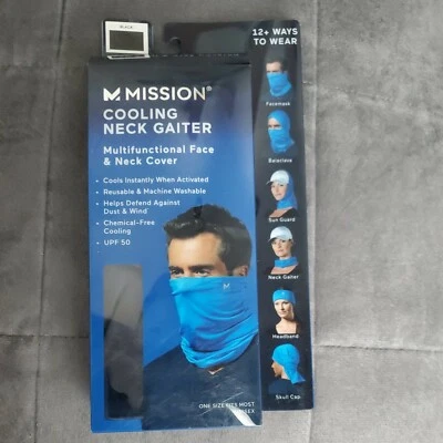 Polaina de cuello Mission Cooling multifuncional cubierta de cara y cuello negra Foto 1 de 4