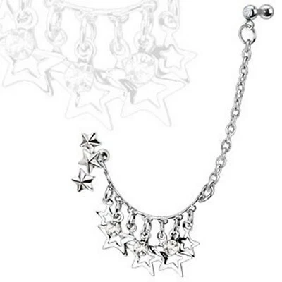 Cartílago Hélice Lóbulo Barra Perno Dije Pendiente Acero Quirúrgico Punk Estilo Estrella Foto 1 de 2