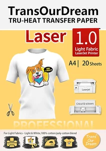 Iron on Heat Transfer Paper for Light T Shirts 20 Sheets A4 1.0 Printable HTV He - Picture 1 of 12