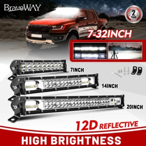 12D Bright Dual Row 7"14"20" LED Driving Light Bar Offroad UTE ATV 4X4 4WD UTV - Picture 1 of 15