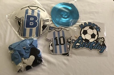 Kit de fiesta de cumpleaños con temática de fútbol azul Foto 1 de 2