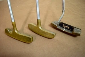lot of 3 vintage brass putters: Wilson 355 Augusta, Lynx CM-2 & Reuter Bullseye - Picture 1 of 9