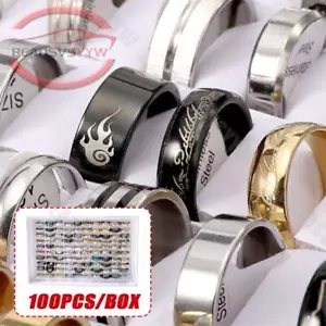 Großhandel 100 Stck. Gemischte Ringe Großpackung Finger Band Ring Posten Männer Frauen Schmuck USA - Bild 1 von 7