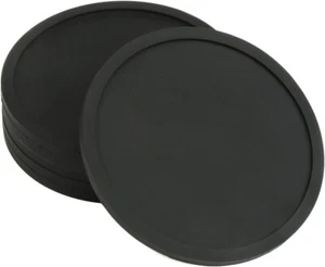Non Slip Silicone Drink Coasters - Set of 6 - Large Black Cup Coaster Set for Ou - Picture 1 of 6