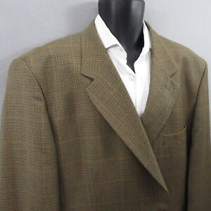 Alan Flusser Mens Sport Coat Size 48 L Brown Wool Tweed Check Lined Ventless