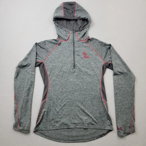 Ole Miss Rebels Jacket Womens Size Large L Colosseum Hooded 1/4 Zip Pullover Cover