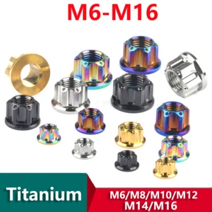 Titanium Flange Nuts M6/M8/M10/M12/M14/M16 for Motorcycle Nut Decoration Color - Picture 1 of 15