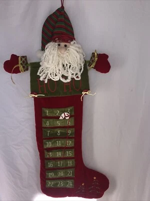  SantaChristma Stocking  Advent Calendar Countdown Till Christmas W/ Candy Cane - Image 1 of 4