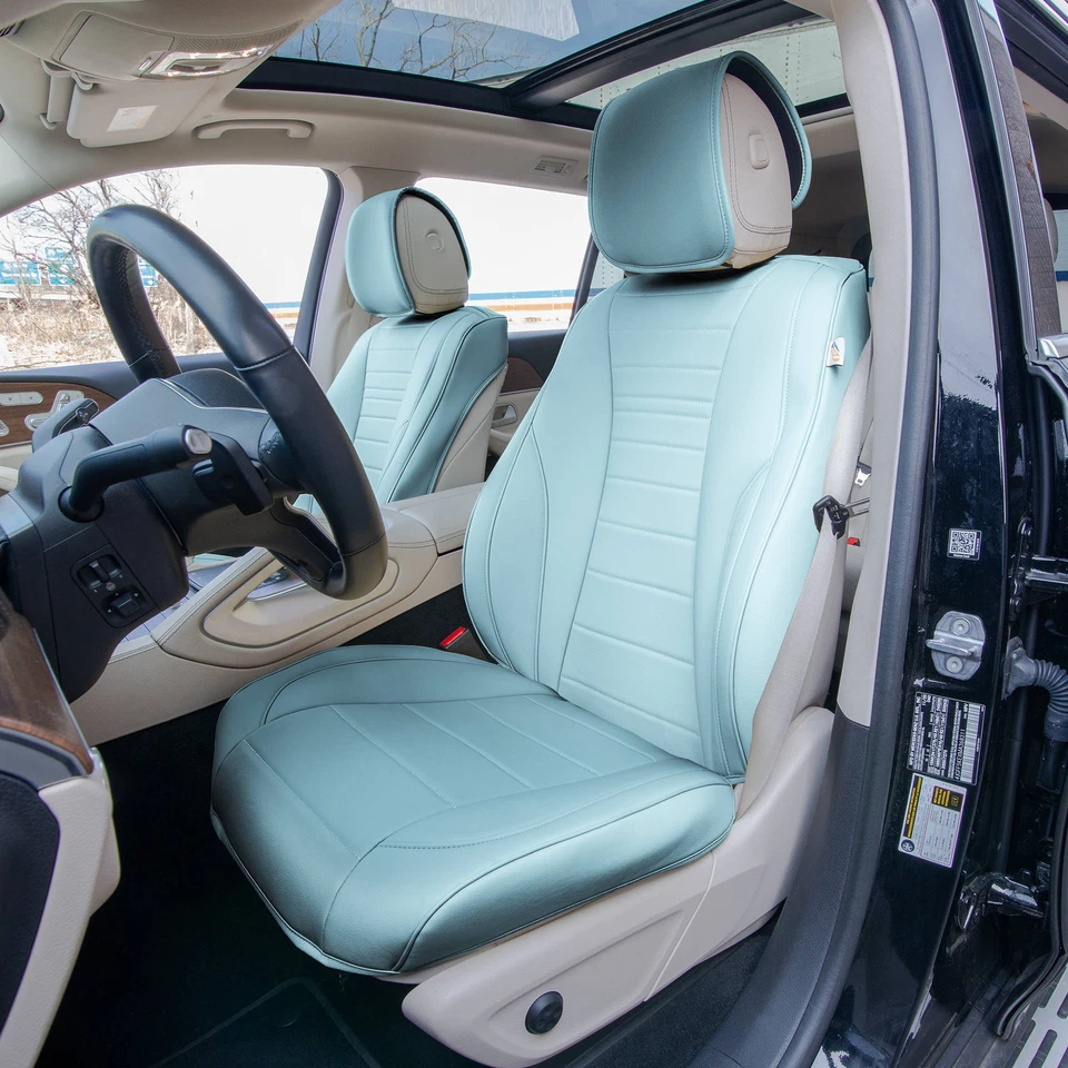 Fundas de asiento de coche de cuero sintético ajuste universal FH Group patrón elegante - 2 asientos delanteros Foto 1 de 1