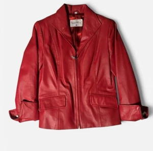 NWOT Pamela McCoy Red Leather Jacket Size XS - Picture 1 of 5