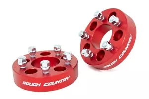 Rough Country 1.5" Red Wheel Spacers (Pair) for Jeep 5x4.5" Bolt Pattern 1090RED - Picture 1 of 1