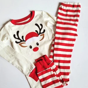 Gymboree Unisex sz 12 Gymmies Red Reindeer Cotton Holiday Pajamas NWT Boy Girl - Picture 1 of 4