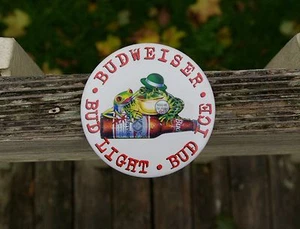 Budweiser Bud Light Bud Ice 3" Metal Pin Pinback Button Frog Toad Kiss Me Irish - Picture 1 of 2
