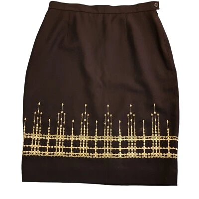 Falda Bordada Rena Rowan Marrón Oscuro Mujer 12 Woolmark 30X24" Lana Foto 1 de 4