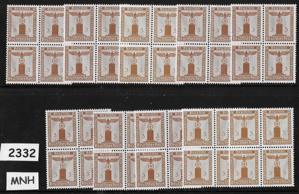 Bloques de estampillas MNH X10 S13 PF03 1942 esvástica oficial Tercer Reich Adolf Hitler Foto 1 de 1