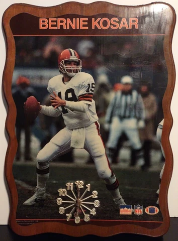 Bernie Kosar Clock NFL Browns Starline Wood RARE Man Cave Wood VTG Project Item Cover