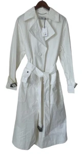 NWT Coach Long Military Coat Size 10 White cotton blend belted $795 - Picture 1 of 6