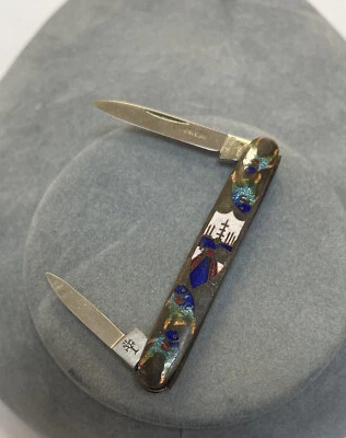 H BOKER CO SOLINGEN GERMANY VINTAGE POCKET KNIFE SPECIAL ENAMELED RAINBOW FISH - Image 1 of 4